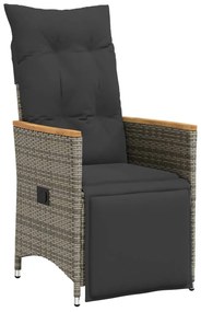 9 pcs conjunto de jantar p/ jardim c/ almofadões vime PE cinza
