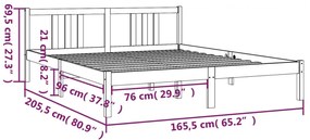 Estrutura de cama 160x200 cm madeira maciça branco