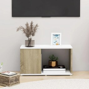 vidaXL Móvel de TV 60x24x32cm contraplacado branco e carvalho sonoma
