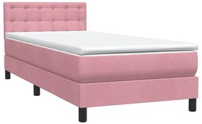 Cama com molas/colchão 100x220 cm veludo Rosa