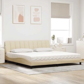 Cama com colchão 200x200 cm tecido cor creme