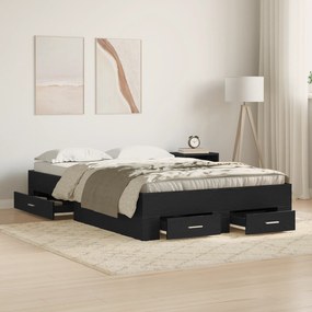 Cama com Gavetas vidaXL Carvalho Preto 120x200 cm Madeira Engenharia