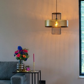 Candeeiro de suspensão inteligente dourado com preto 50 cm incl. Wifi G95 - Tess