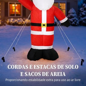 Pai Natal Insuflável de Natal 150 cm com Acabamento Aveludado e Saco de Arrumação, Decoração de Exterior