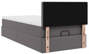 moldura de cama síriaXL otomana com colchão cinza 90x200cm couro falso