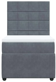 Cama com molas/colchão 90x190 cm veludo cinza-escuro