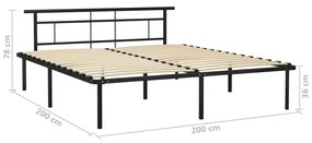 Estrutura de cama metal 200x200 cm preto