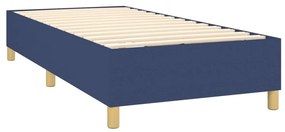 Cama box spring c/ colchão e LED 90x200 cm tecido azul