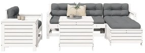7 pcs conjunto de sofás para jardim pinho maciço branco