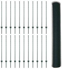 Postes de Cerca vidaXL 11 pcs U-Channel Verde 120 cm Aço