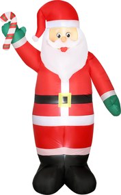 Outsunny Decoração de Natal Exterior Insufláve 240 cm com Bastão Luzes LED e Inflador Elétrico Decoração para Interiores Multicor | Aosom Portugal