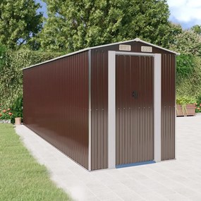 vidaXL Abrigo de jardim 192x606x223 cm aço galvanizado castanho-escuro