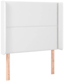 Cama box spring c/colchão/LED 100x200cm couro artificial branco
