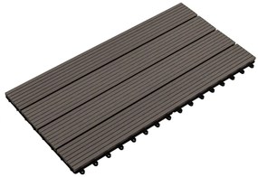 Ladrilhos de pavimento 6 pcs WPC 1,08m² 60x30cm castanho escuro