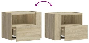 Mesas de cabeceira de parede 2 pcs 45x30x35 cm carvalho sonoma