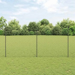 vidaXL Cerca de Cadeia com 44 Postes em U Cinza 1.6x25 m Aço