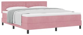 Cama Box com Colchão vidaXL Rosa Super King Veludo