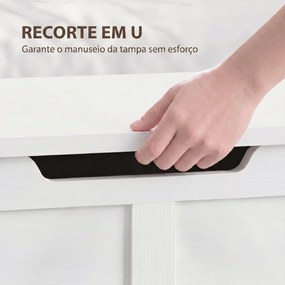 Baú de Arrumação 100L com Dobradiça de Segurança e Puxador em U para Hall de Entrada ou Sala 80x40x45 cm Branco