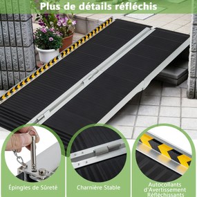 Rampa portátil de alumínio para cadeira de rodas com placa de transição - 6 pés