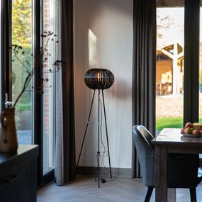 Candeeiro de pé moderno tripé preto - Zoë