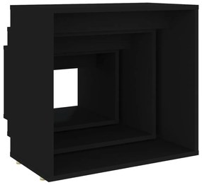 Mesas de encastrar 3 pcs contraplacado preto