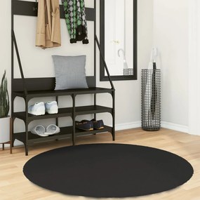 vidaXL Tapete pelo curto macio e lavável HUARTE Ø 120 cm preto