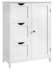 Armário de banheiro VASAGLE, armário de chão com 3 gavetas grandes e 1 prateleira ajustável, 60 x 30 x 81 cm, branco BBC49WT