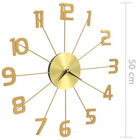 Relógio de parede metal 50 cm dourado
