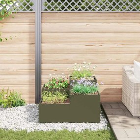 Plantadeira para Jardim vidaXL 100x100x48 cm Verde-azeitona Aço