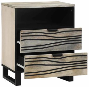 Mesas de cabeceira com gaveta Branco e Preto 50 x 33 x 60 cm