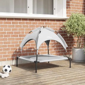vidaXL Cama Elevada para Cães com Cobertura Removível Cinza Prateado Metal