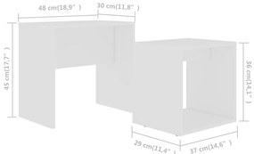 Conjunto mesas de centro derivados de madeira branco