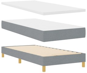 Cama Box Spring com Colchão Cinza Claro 90x200 cm Tecido
