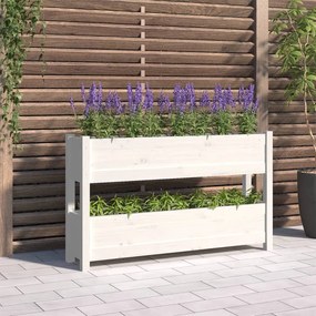 vidaXL Vaso/floreira 112x25x66 cm madeira de pinho maciça branco