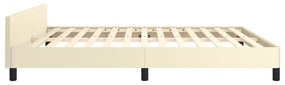 Estrutura de cama c/ cabeceira couro artificial 180x200cm creme