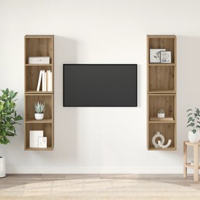 vidaXL Gabinete de TV de Parede 4 pcs Carvalho Artesanal
