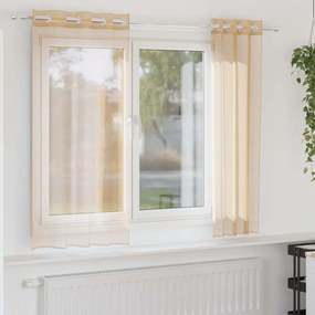 vidaXL Cortinas de voile com ilhós 2 pcs areia