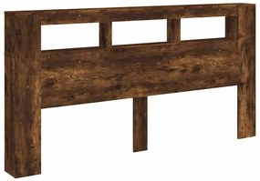 Cabeceira LEDs 200x18,5x103,5 cm deriv. madeira carvalho fumado