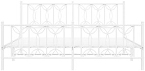 Estrutura de cama com cabeceira e pés 183x213 cm metal branco