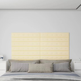 Painel de parede 12 pcs 90x15 cm couro artificial 1,62 m² creme