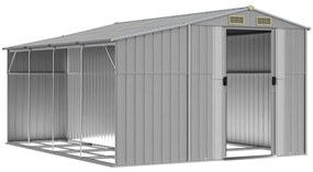 Abrigo de jardim 277x365,5x179 cm aço galvanizado cinzento