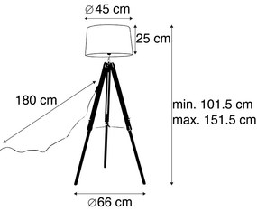 Candeeiro de pé Tripé preto com sombra 45 cm linho cinza escuro Industrial,Retro