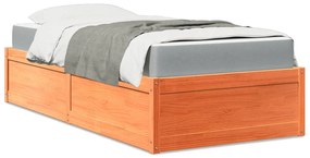 vidaXL Cama com colchão 100x200 cm pinho maciço castanho-mel