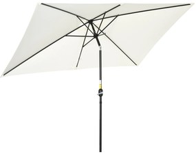 Outsunny Chapéu de Sol de Alumínio Retangular com Toldo Inclinável a Manivela e Mastro Desmontável 195x295x240 cm Creme