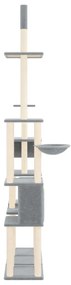 Árvore p/ gatos c/ postes arranhadores sisal 279 cm cinza-claro
