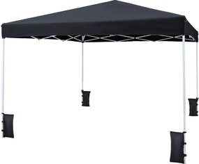 Tenda dobrável instantânea de 3x3 m com 4 pesos areia, saco de transporte, proteção solar e Estrutura de aço para jardim, festas, eventos, na cor pret