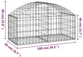 Cesto gabião arqueado 100x50x40/60 cm ferro galvanizado