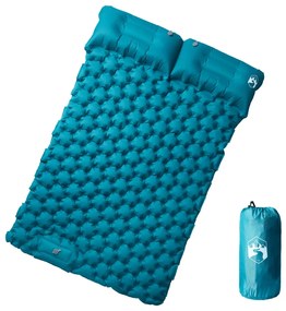 vidaXL Colchão de campismo autoinsuflável c/ almofadas 2 pessoas azul
