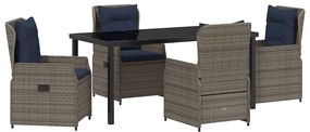 Conjunto de Jantar de Jardim 5 Peças Cinza Rattan
