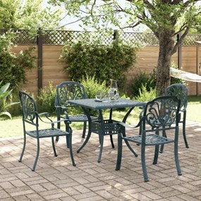 vidaXL 5 pcs conjunto de jantar para jardim alumínio fundido verde
